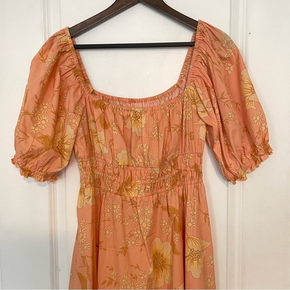 SPELL & the gypsy Collective Sloan Soiree Dress Peach puff floral off shoulder M - Picture 7 of 12
